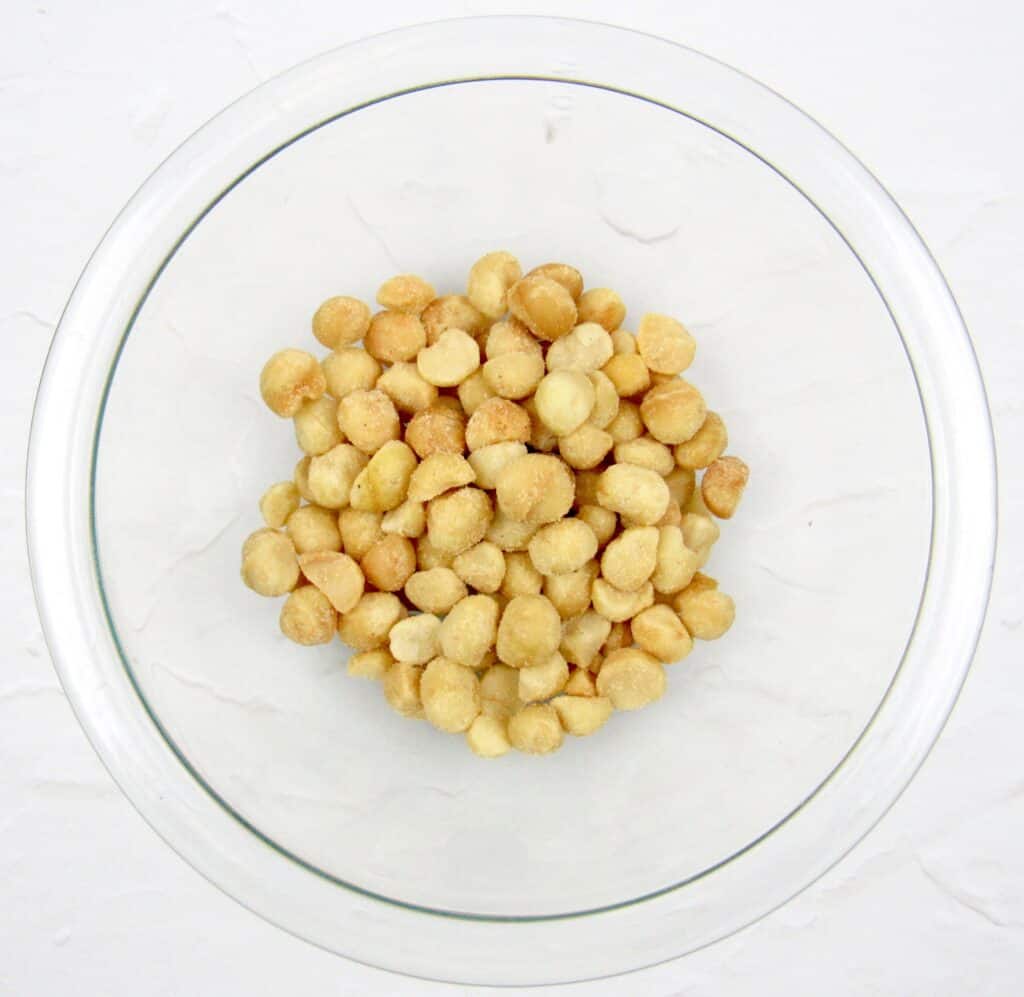 macadamia nuts in glass bowl