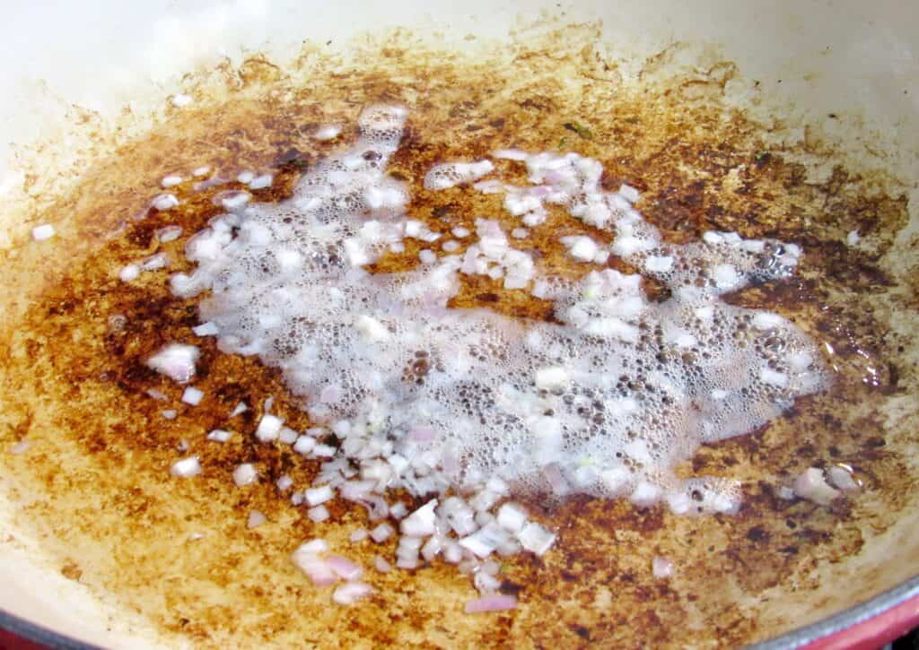 shallots frying in bacon grease
