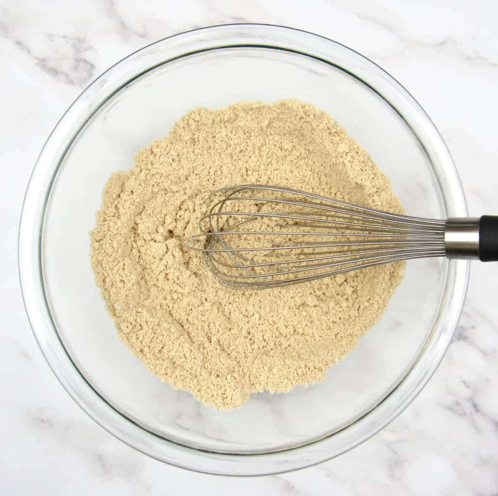 snickerdoodle cookies dry ingredients mixed with whisk