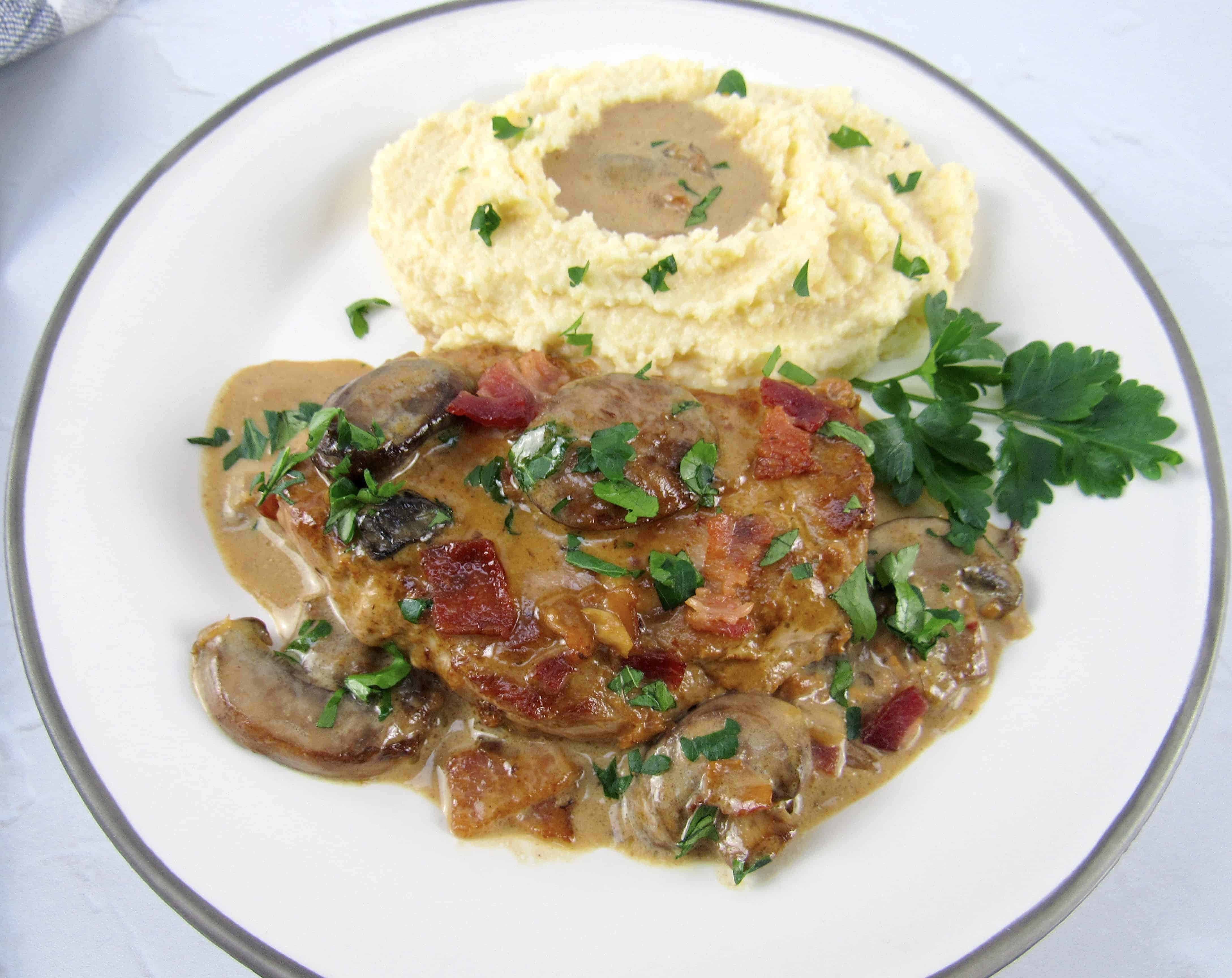 Keto Pork Chops with Bacon Mushroom Gravy Keto Cooking Christian