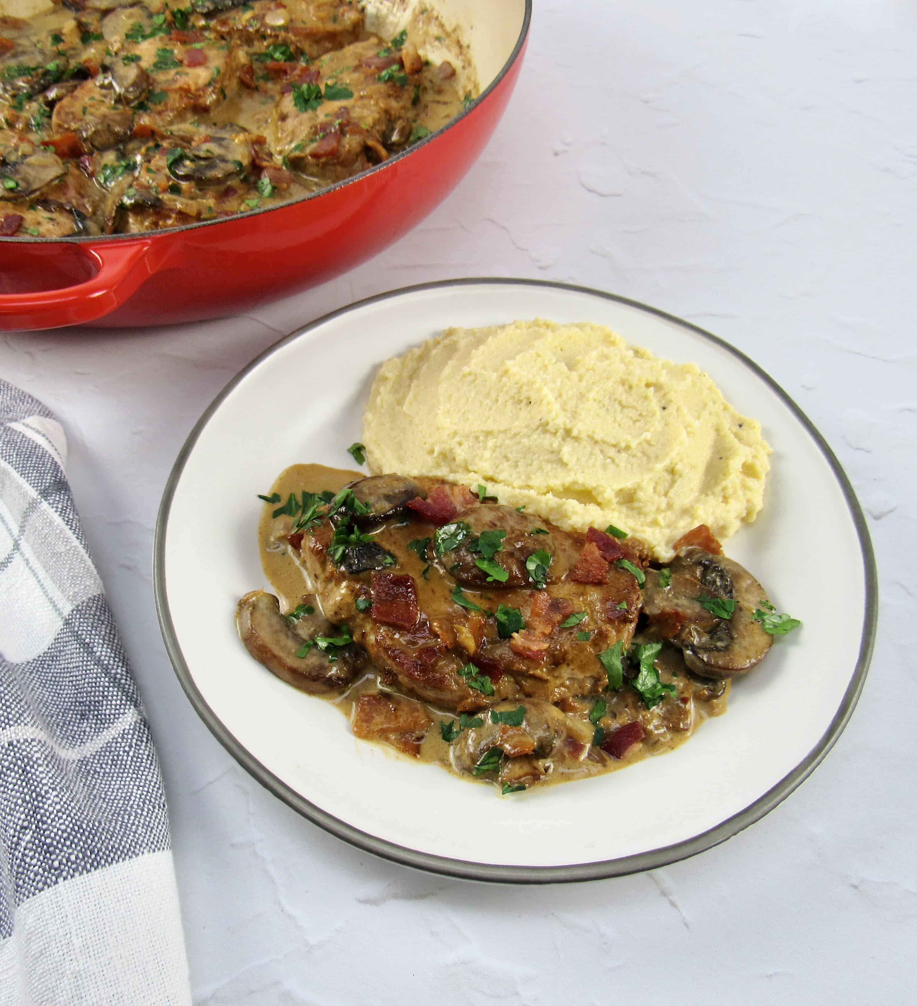 Keto Pork Chops with Bacon Mushroom Gravy Keto Cooking Christian