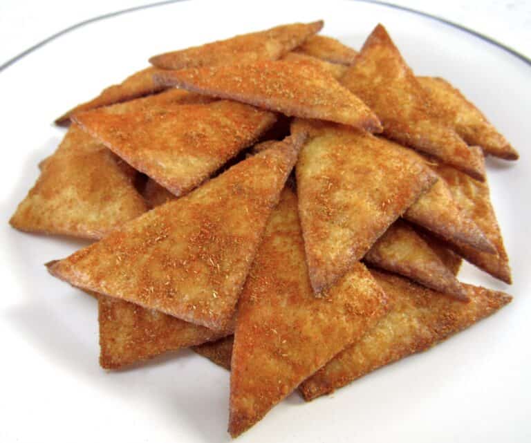closeup of tortilla chips stacked