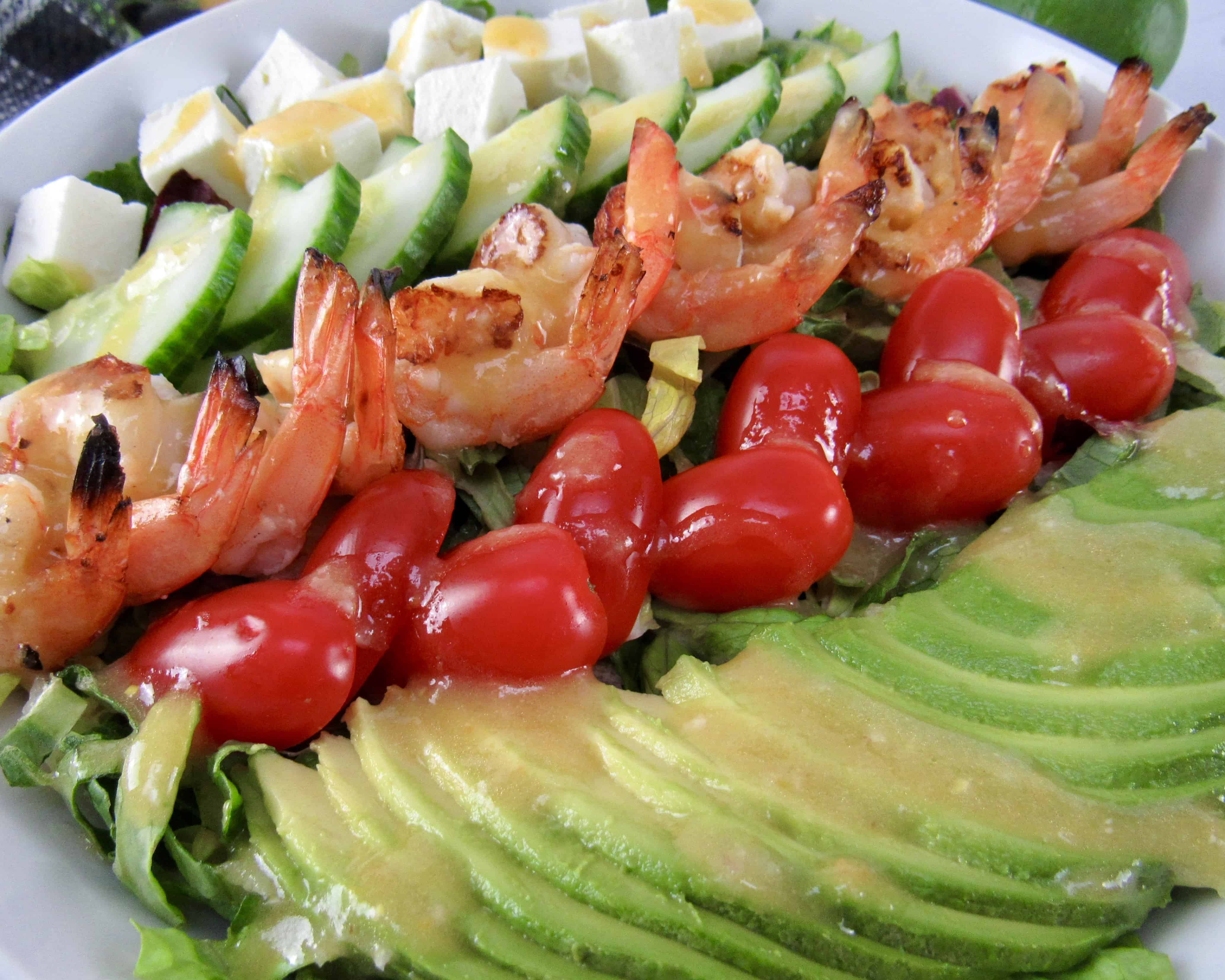 Grilled Shrimp Salad with Apricot Vinaigrette - Keto Cooking Christian
