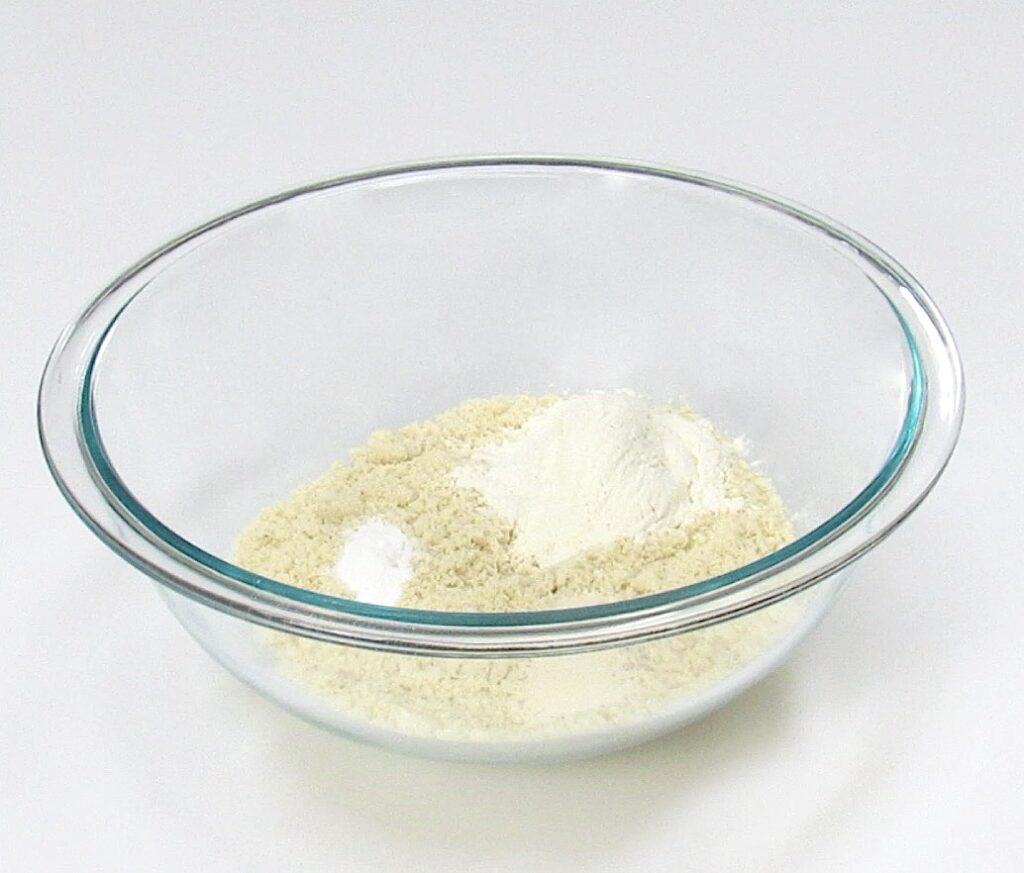 thumbprint cookies dry ingredients in glass bowl
