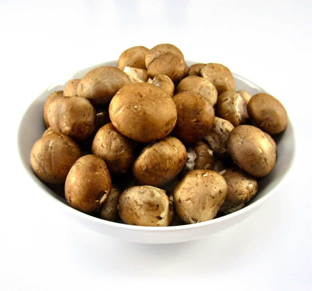 bowl of baby bella mushrooms