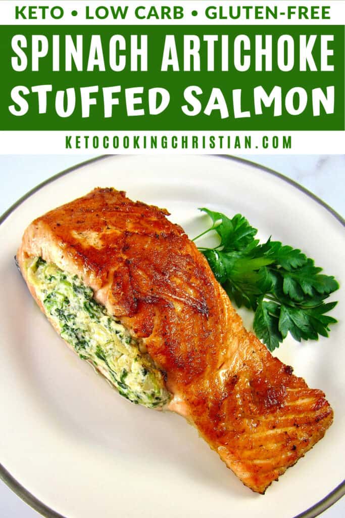 Spinach Artichoke Stuffed Salmon - Keto Cooking Christian