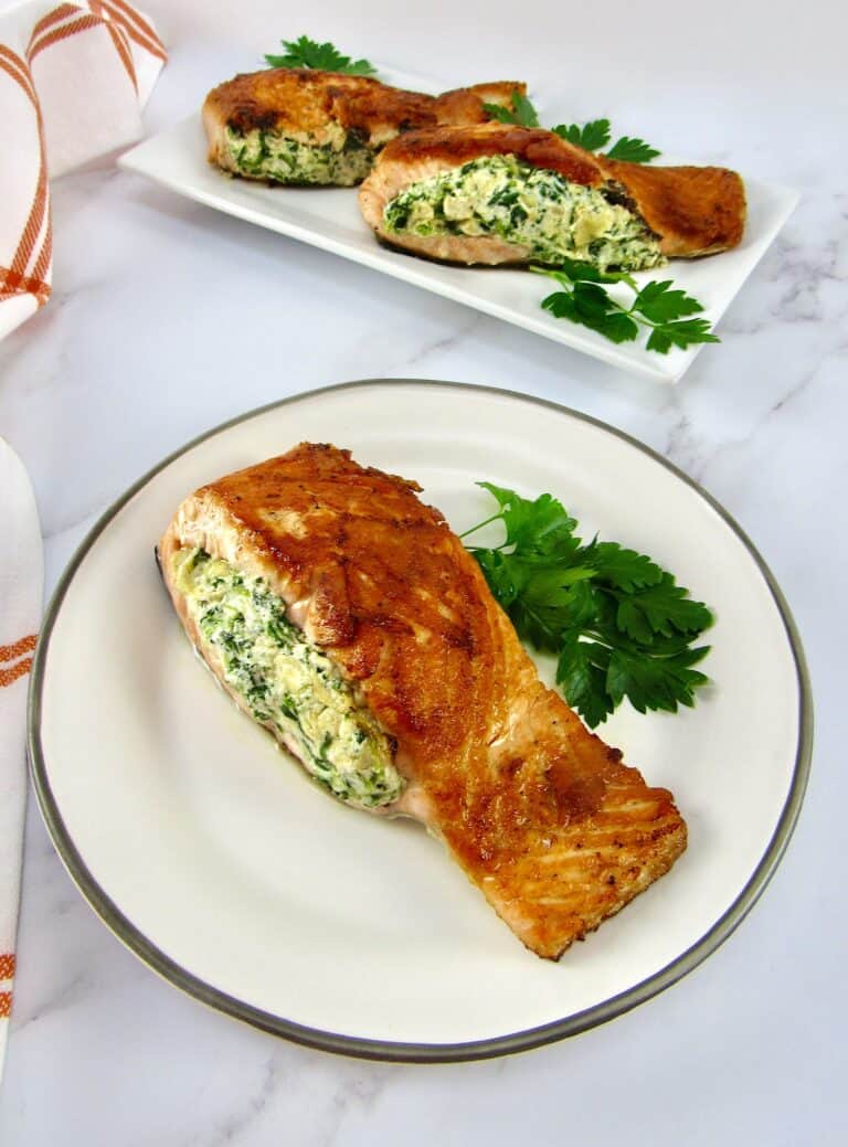 Spinach Artichoke Stuffed Salmon Keto Cooking Christian