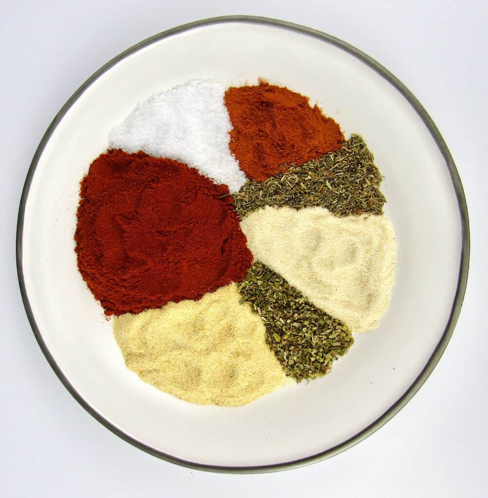 spices and herbs for blackened seasoning on plate