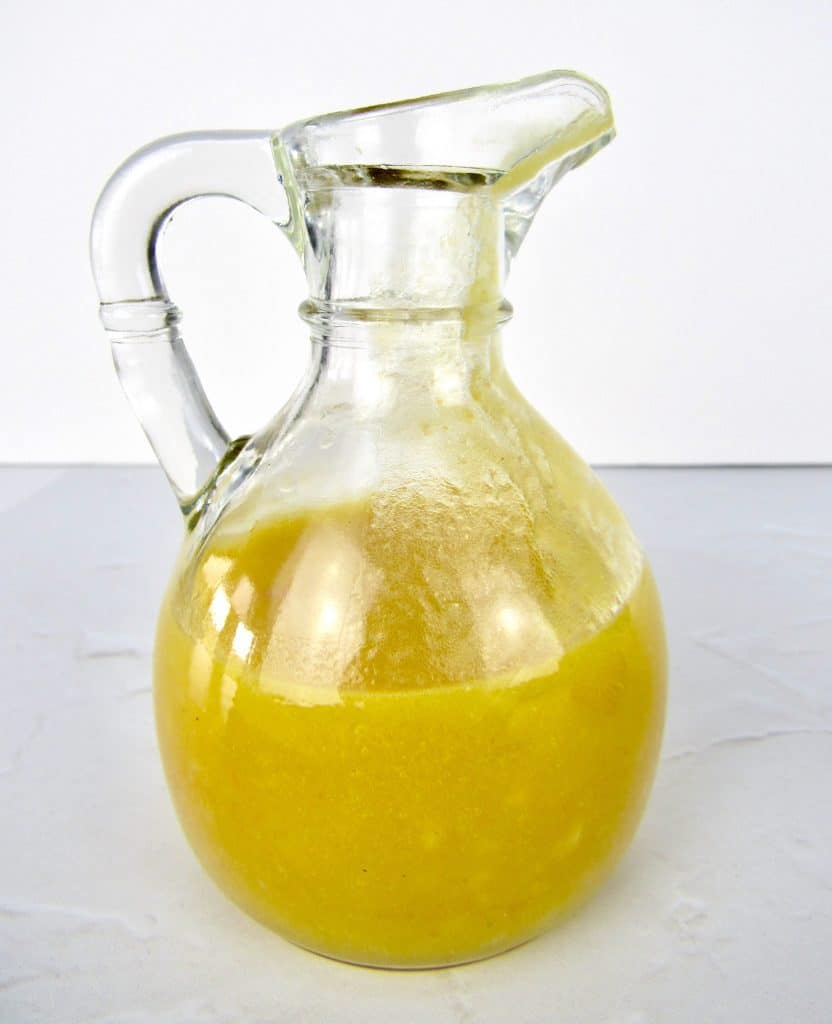 apricot vinaigrette in glass cruet