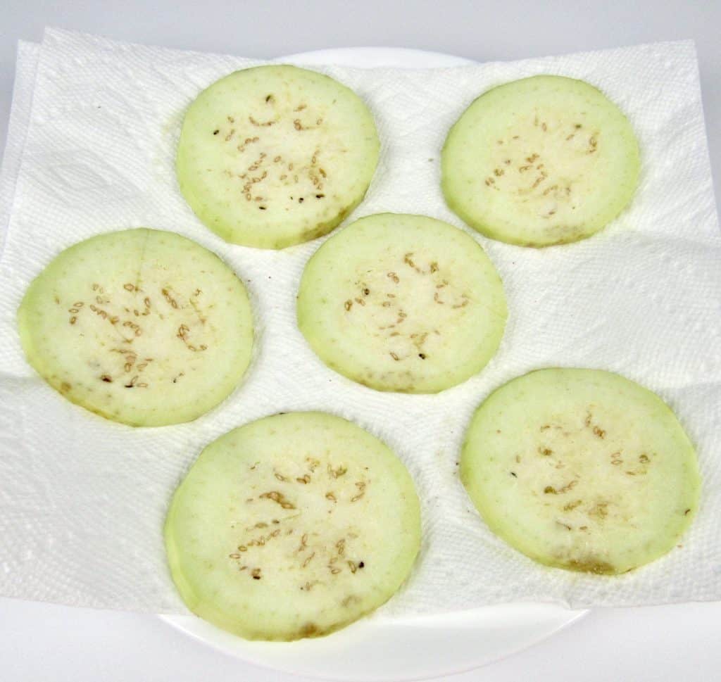 slices of eggplant on paper towels