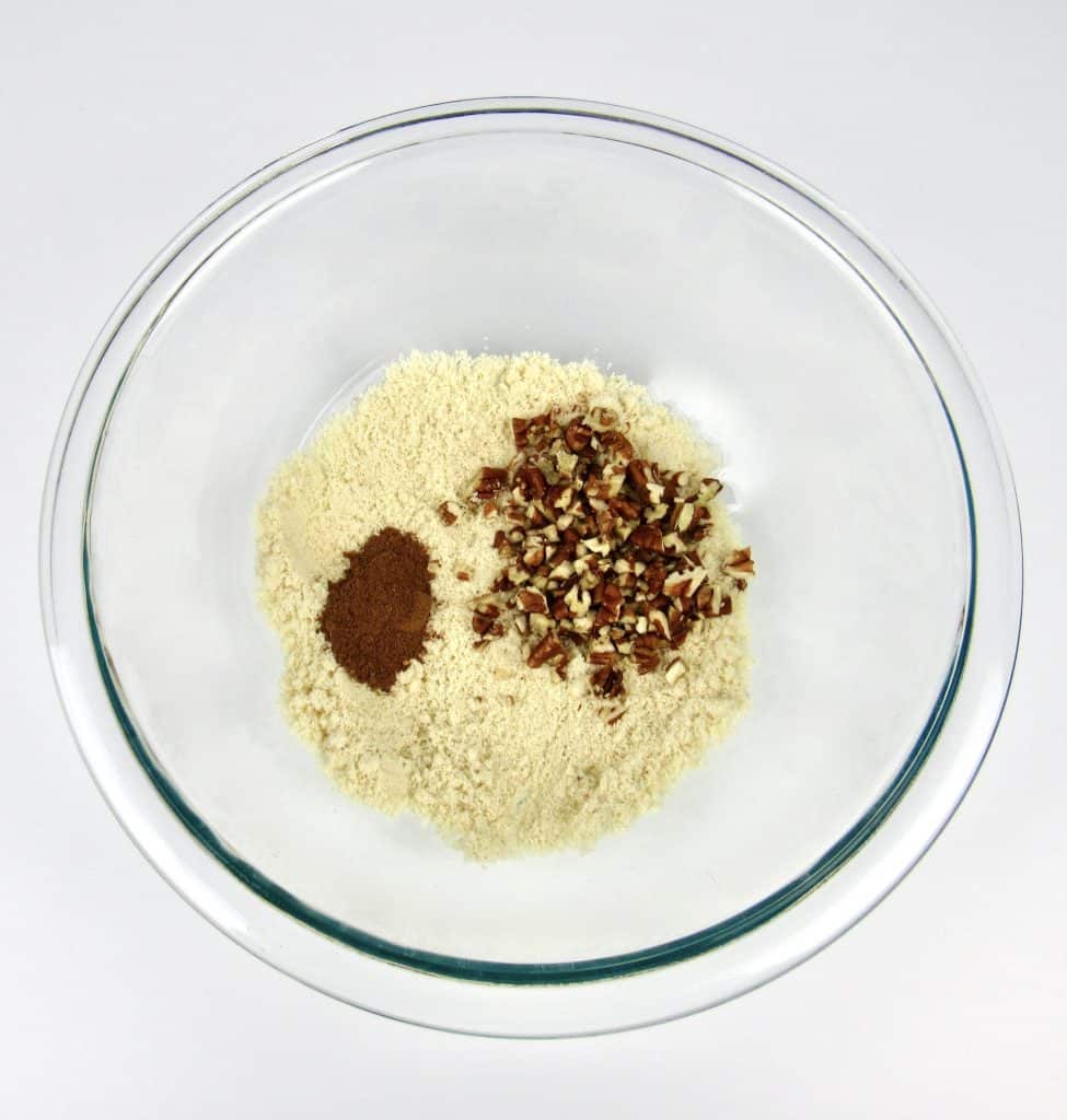 crumble topping ingredients in glass bowl