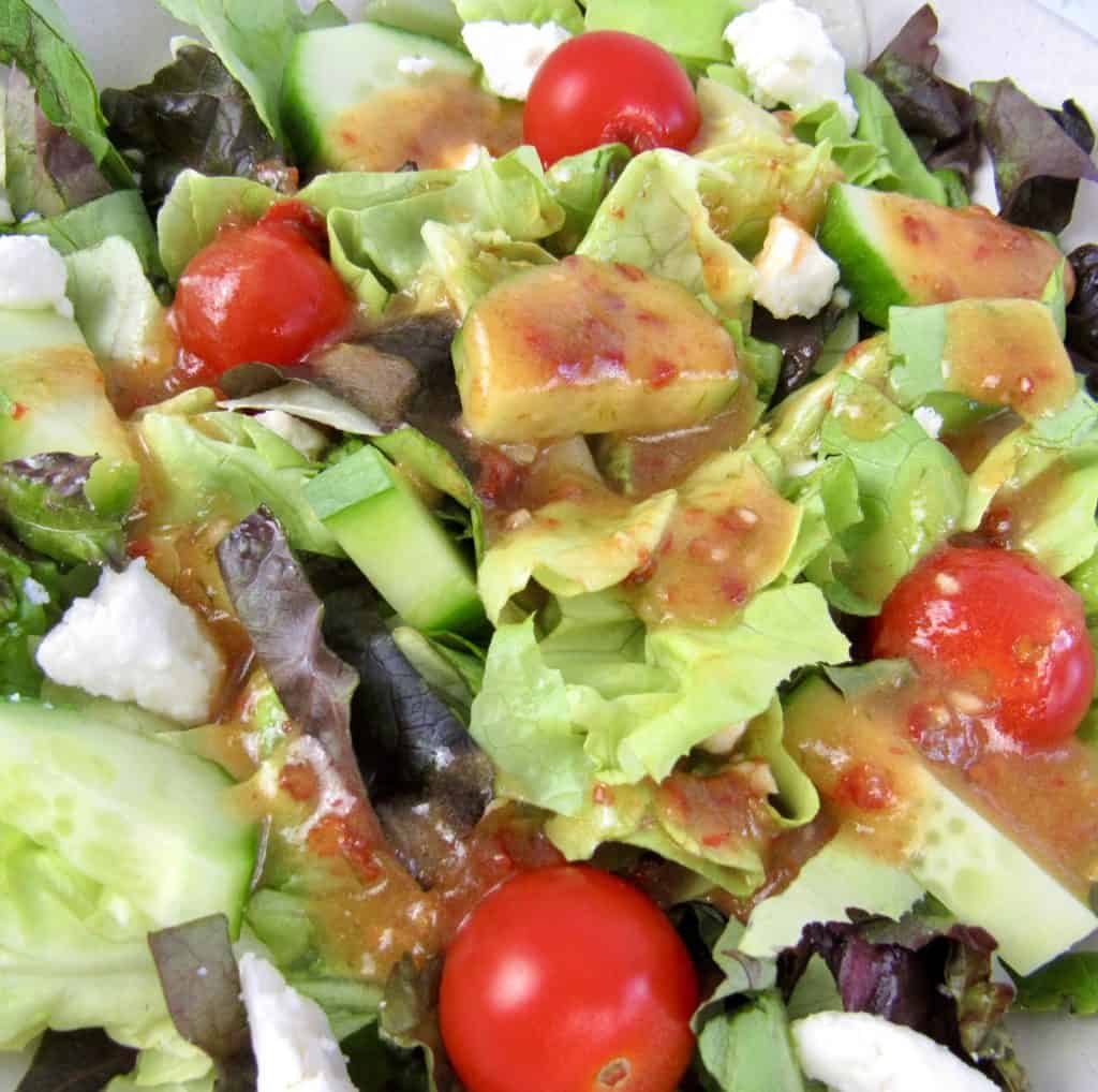 salad with chipotle lime vinaigrette on top