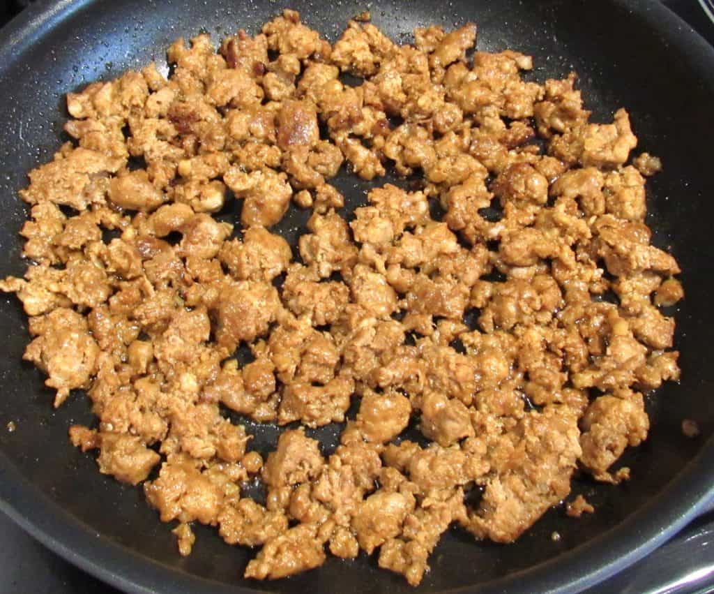 chorizo cooking in skillet