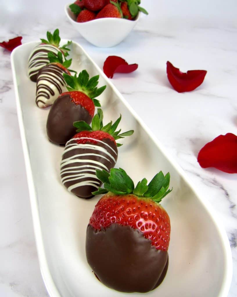 Chocolate Covered Strawberries in white plate