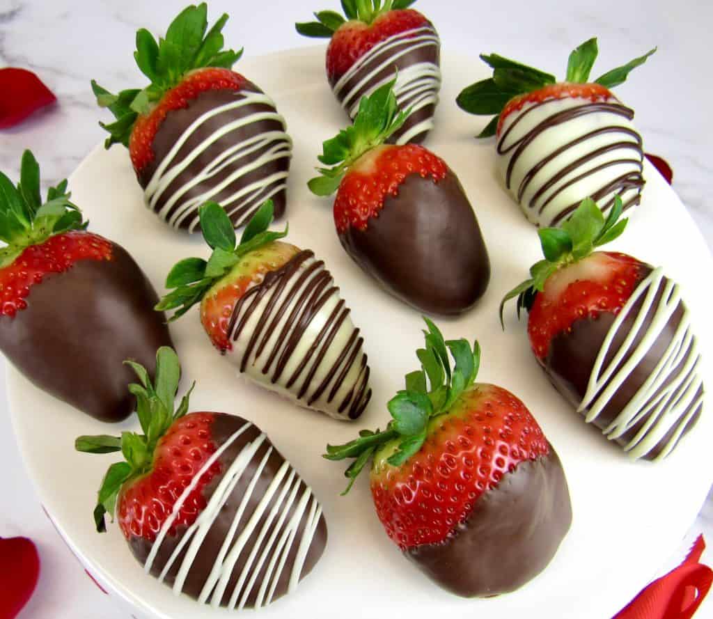 Chocolate Covered Strawberries in white plate