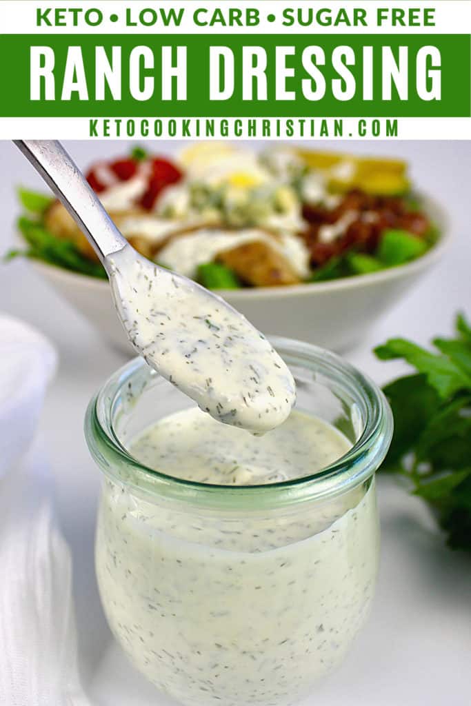 Keto Ranch Dressing ingredients in glass bowl unmixed