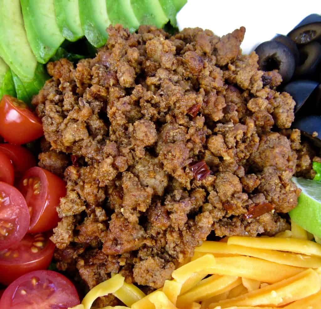 taco meat over salad