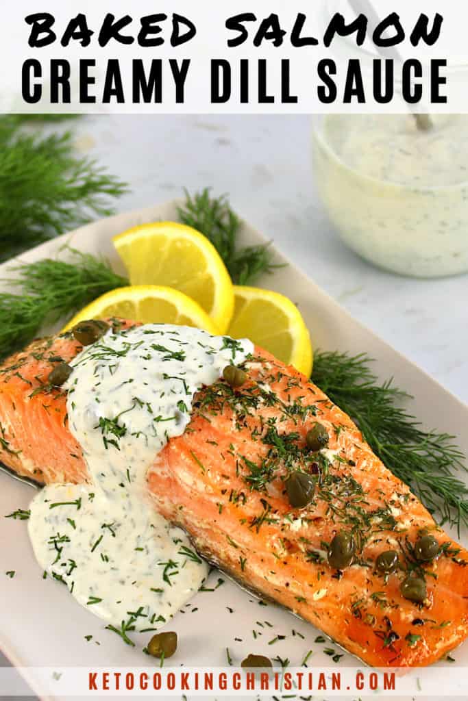 Baked Salmon with Creamy Dill Sauce Pin