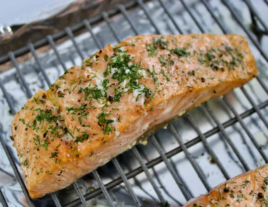 Baked Salmon on baking rack