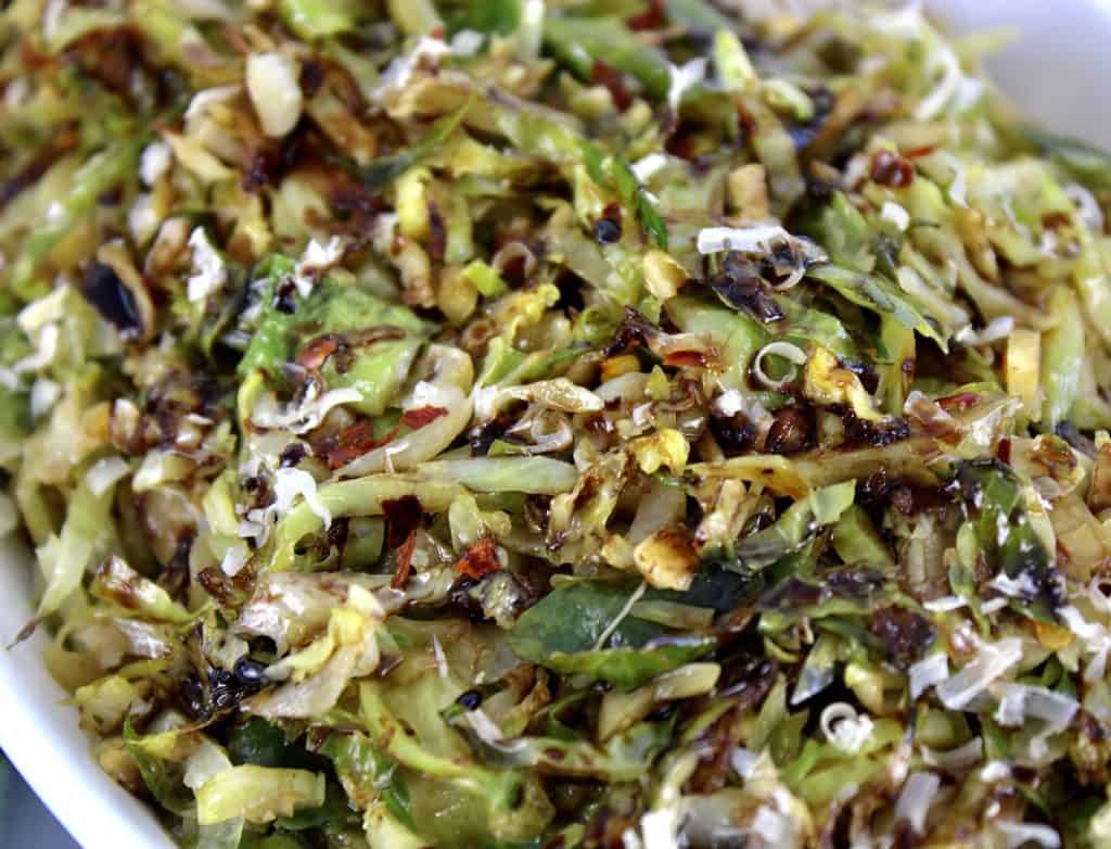 closeup of shredded brussels sprouts