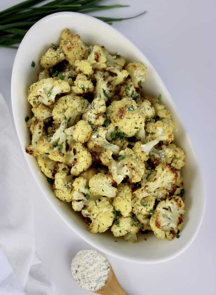 Ranch Roasted Cauliflower in white bowl
