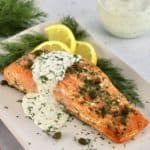 Baked Salmon with Creamy Dill Sauce on the side