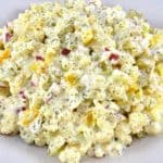 Cauliflower Potato Salad on white plate