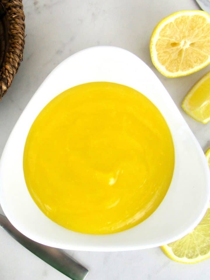 lemon curd in white bowl