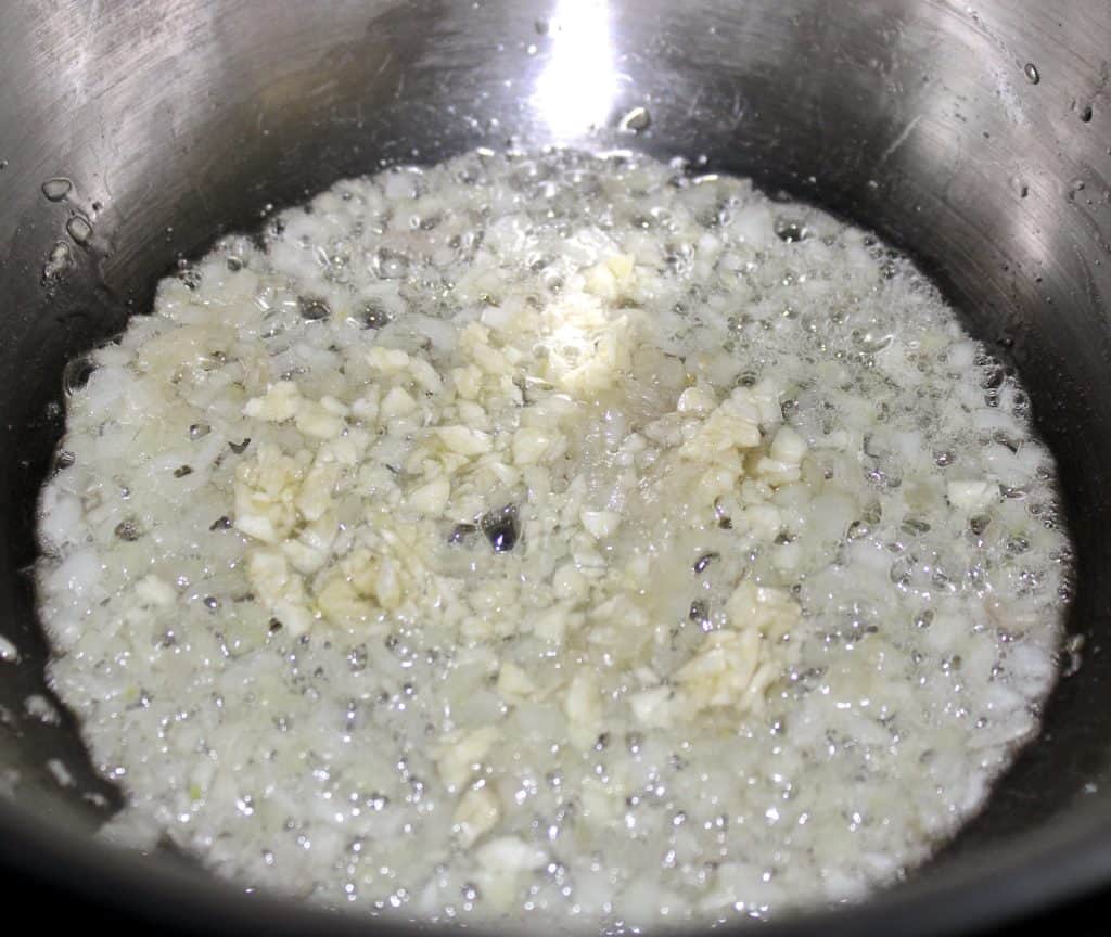 shallots and garlic in saucepan