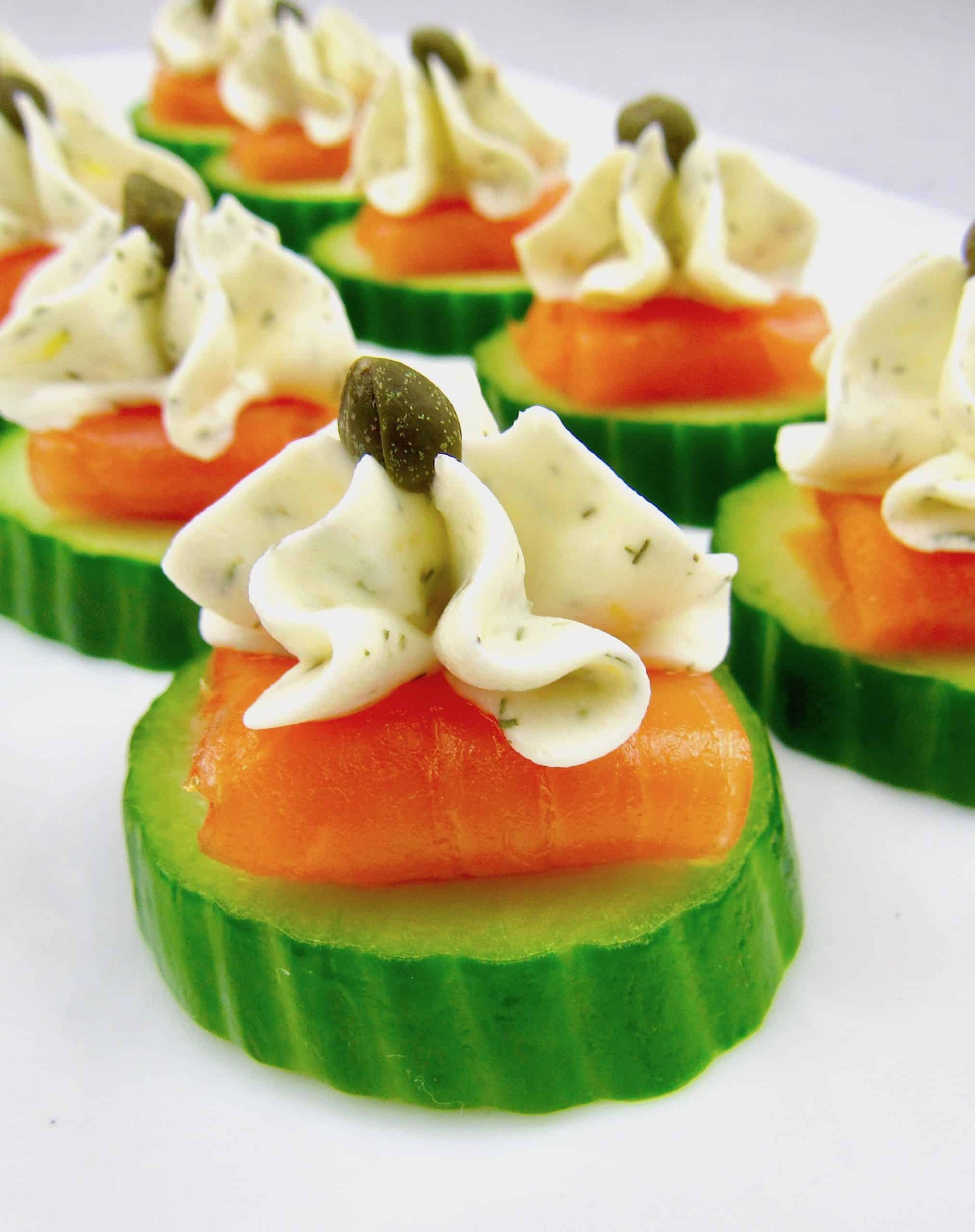 Smoked Salmon and Cream Cheese Cucumber Bites - Baker by Nature