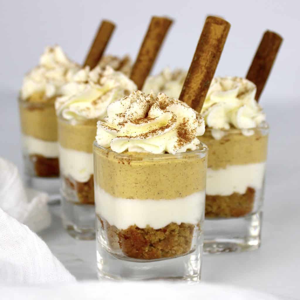 Keto Pumpkin Pie Mini Trifles in shot glasses