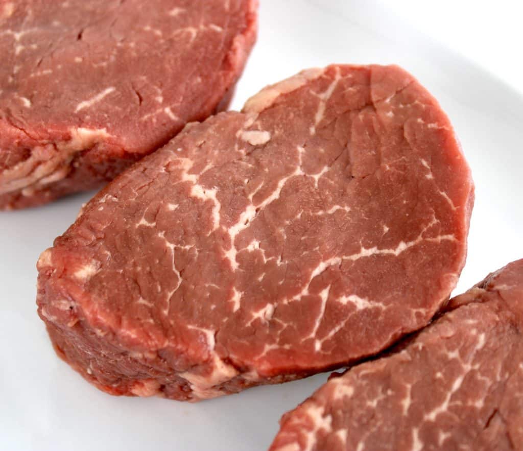 closeup of raw beef tenderloin