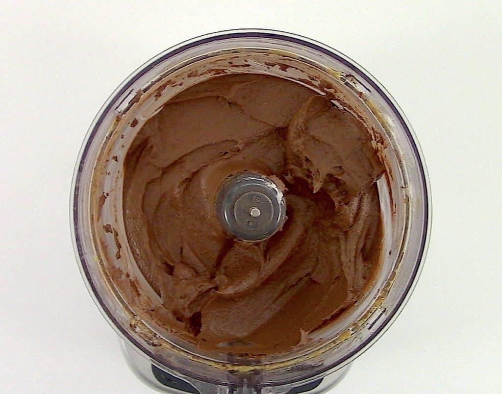 chocolate avocado brownie batter in food processor