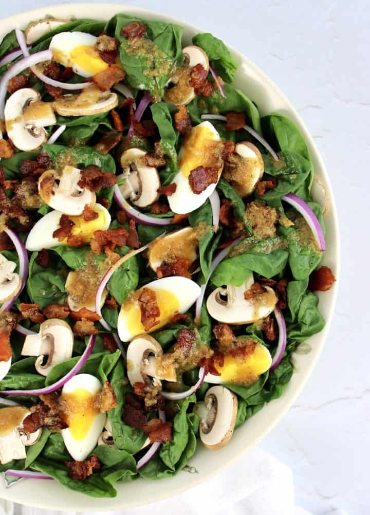 Keto Spinach Salad with Hot Bacon Dressing Keto Cooking Christian