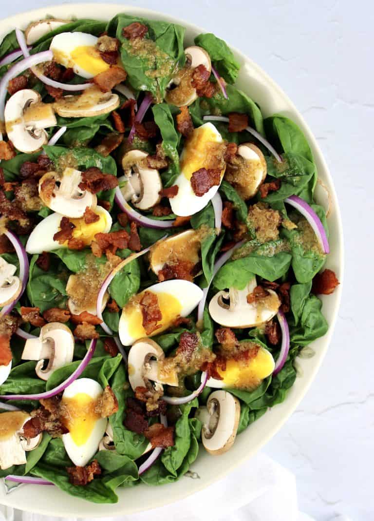 Keto Spinach Salad with Hot Bacon Dressing Keto Cooking Christian