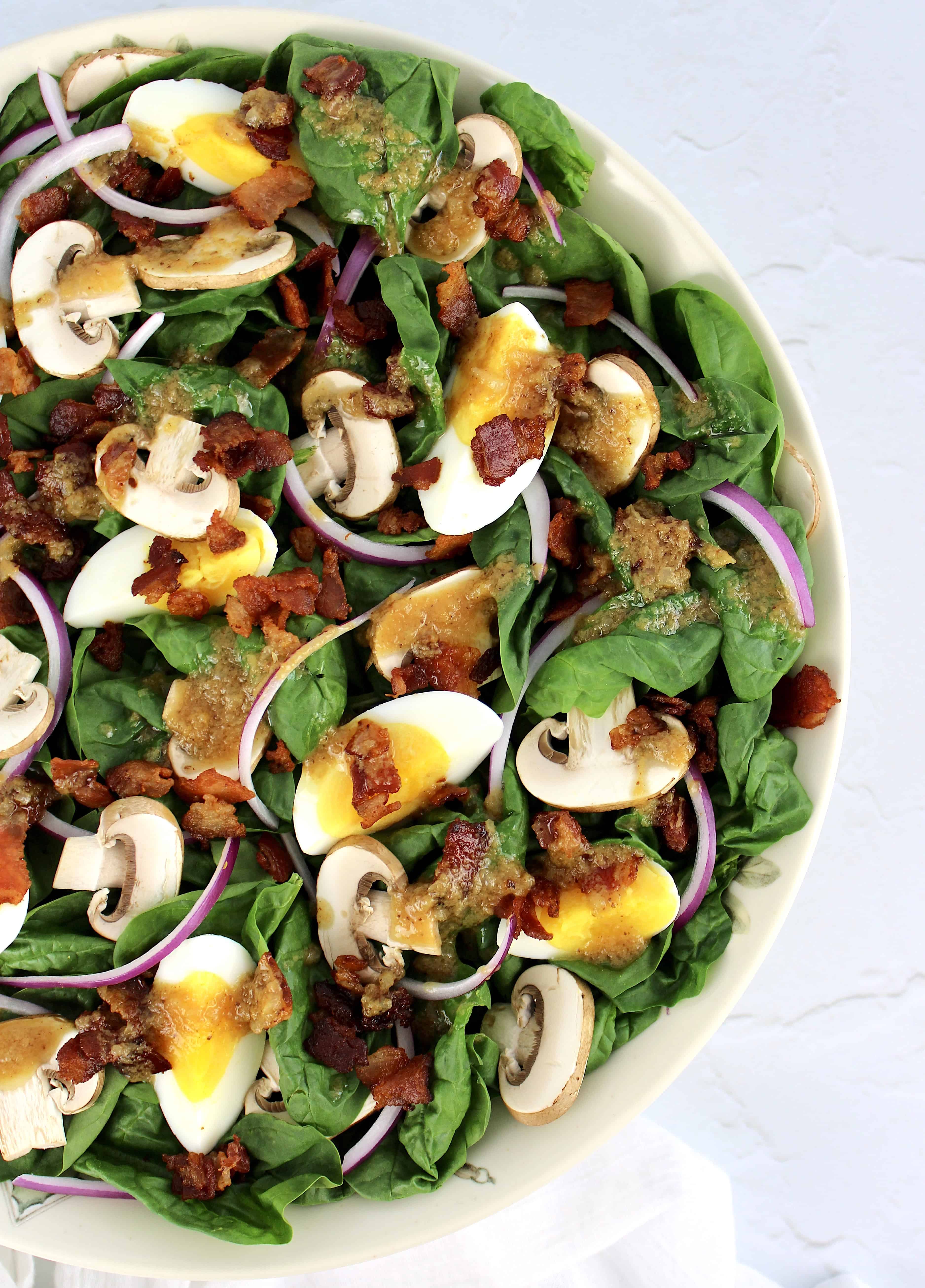 Keto Spinach Salad with Hot Bacon Dressing Keto Cooking Christian