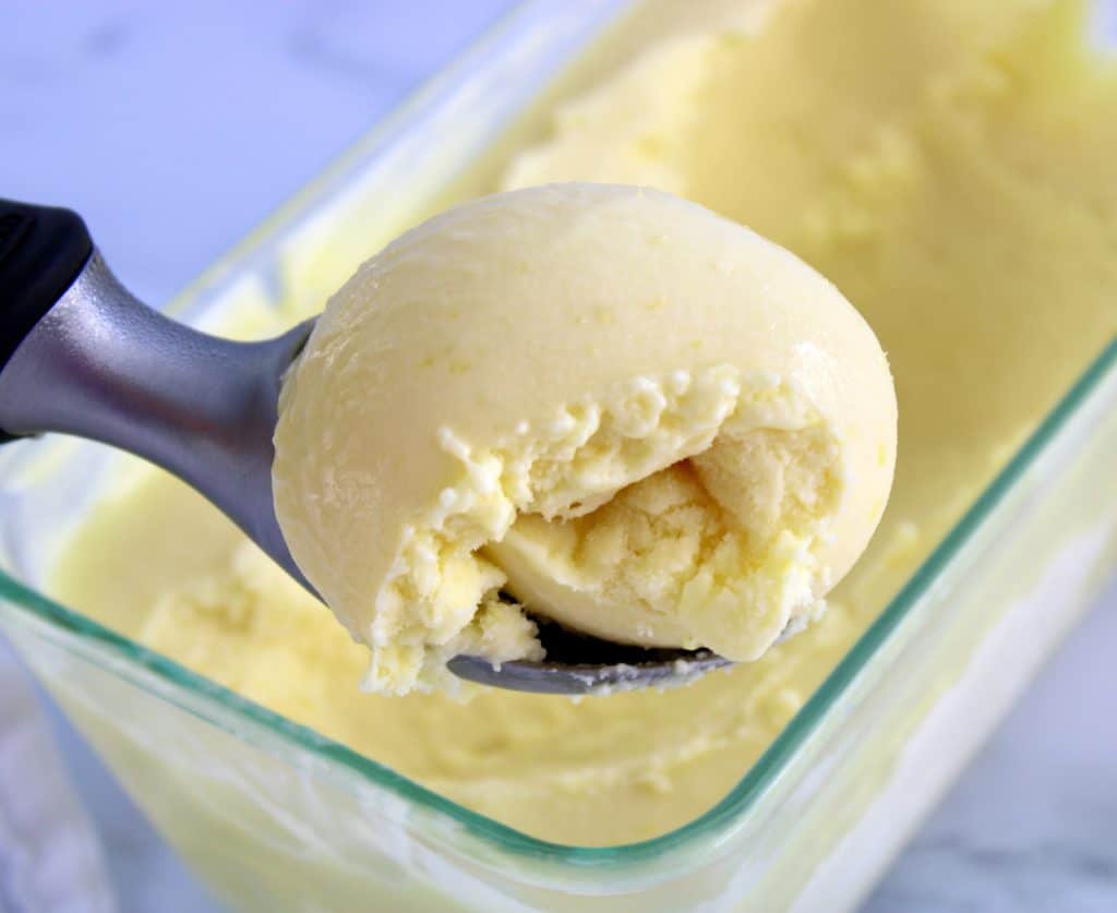lemon ice cream in scoop