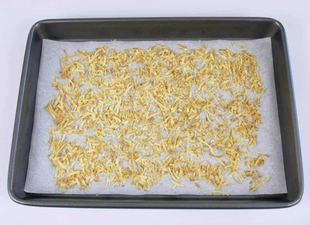 toasted coconut on sheet pan