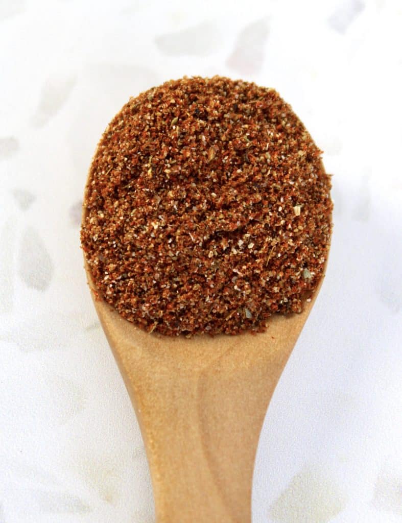 taco seasoning in wooden spoon