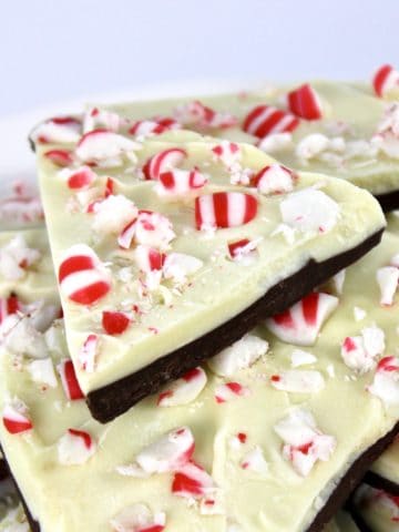 peppermint bark pieces on white plate