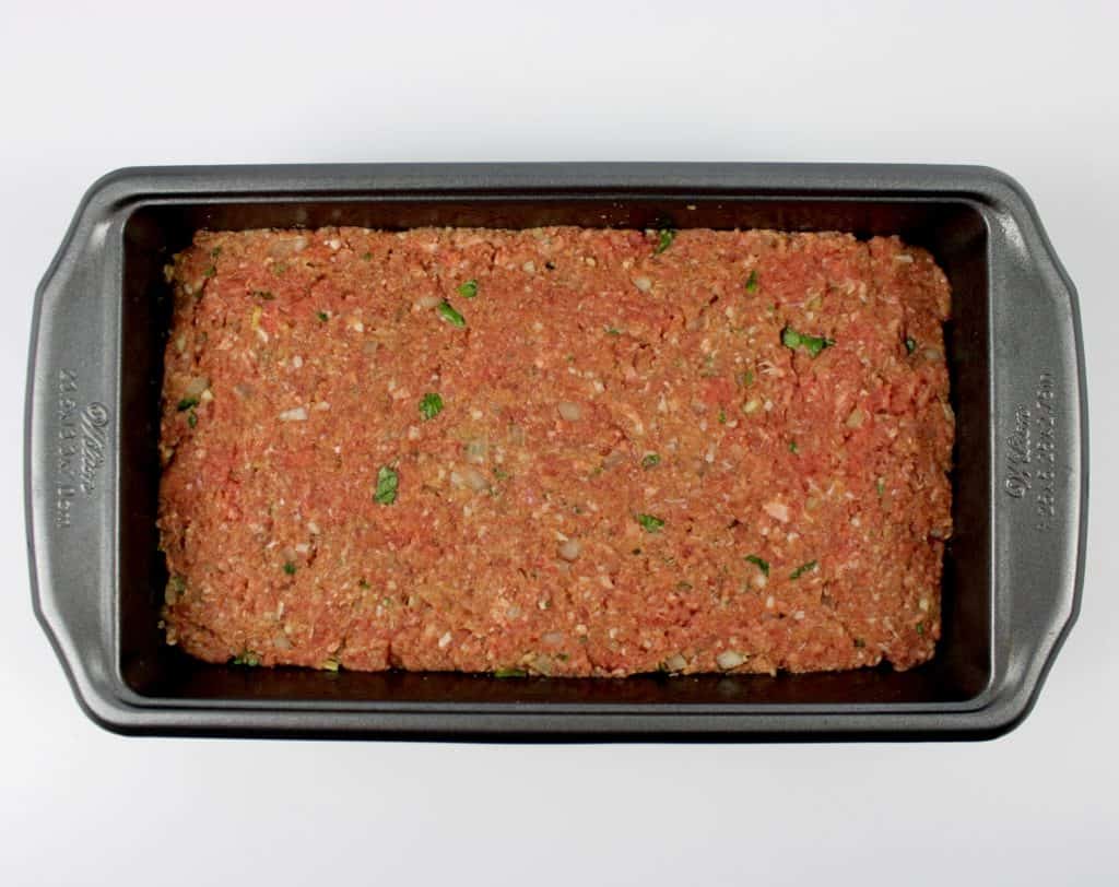 raw meatloaf in loaf pan