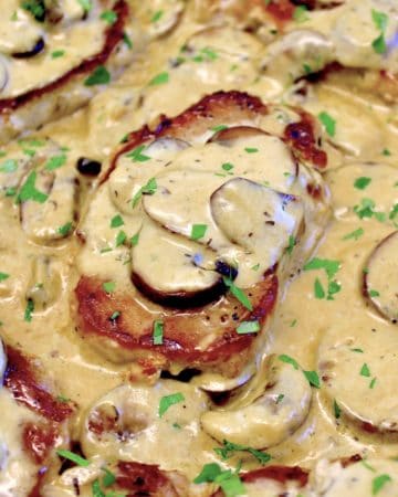 Smothered Pork Chops with mushrooms and gravy