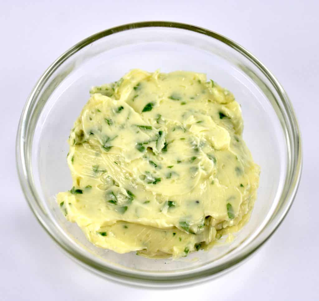 compound butter in glass bowl