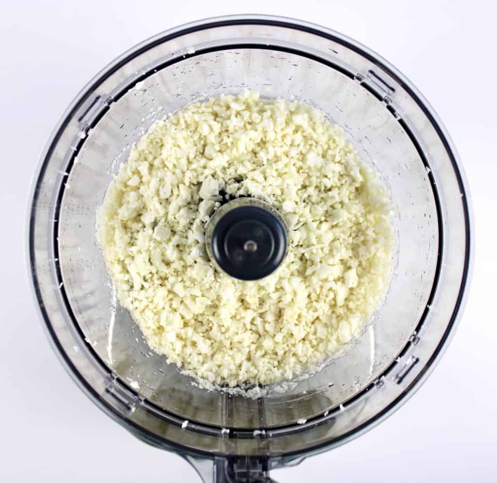 fresh cauliflower rice in food processor