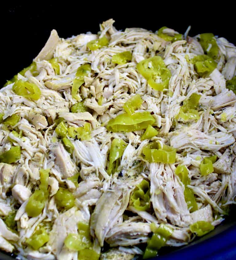 Mississippi Chicken with sliced peppers