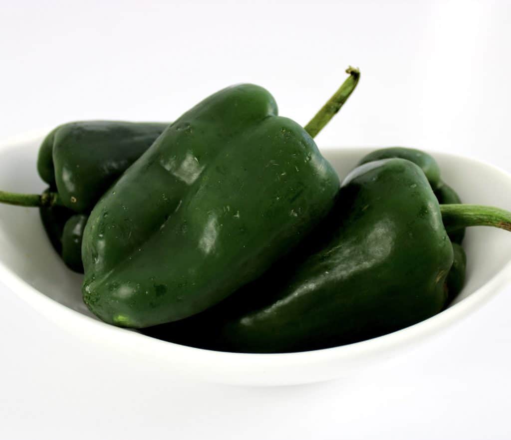 poblano peppers in white bowl