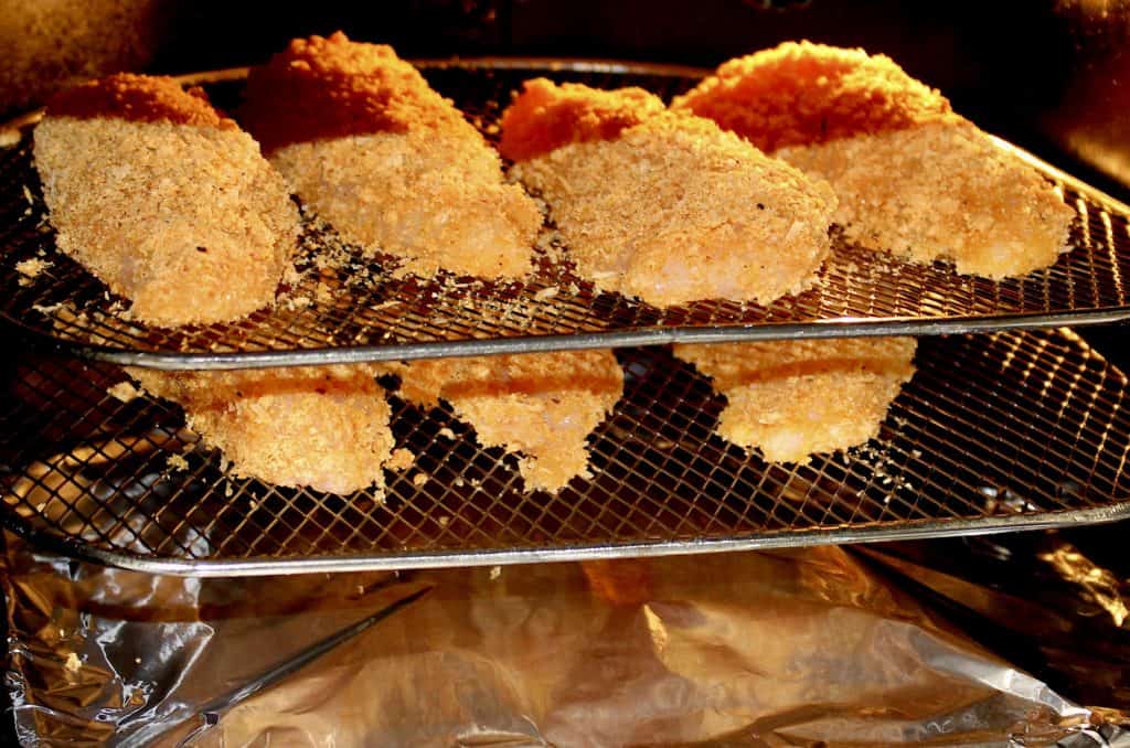 Air Fryer Chicken Tenders baking on racks