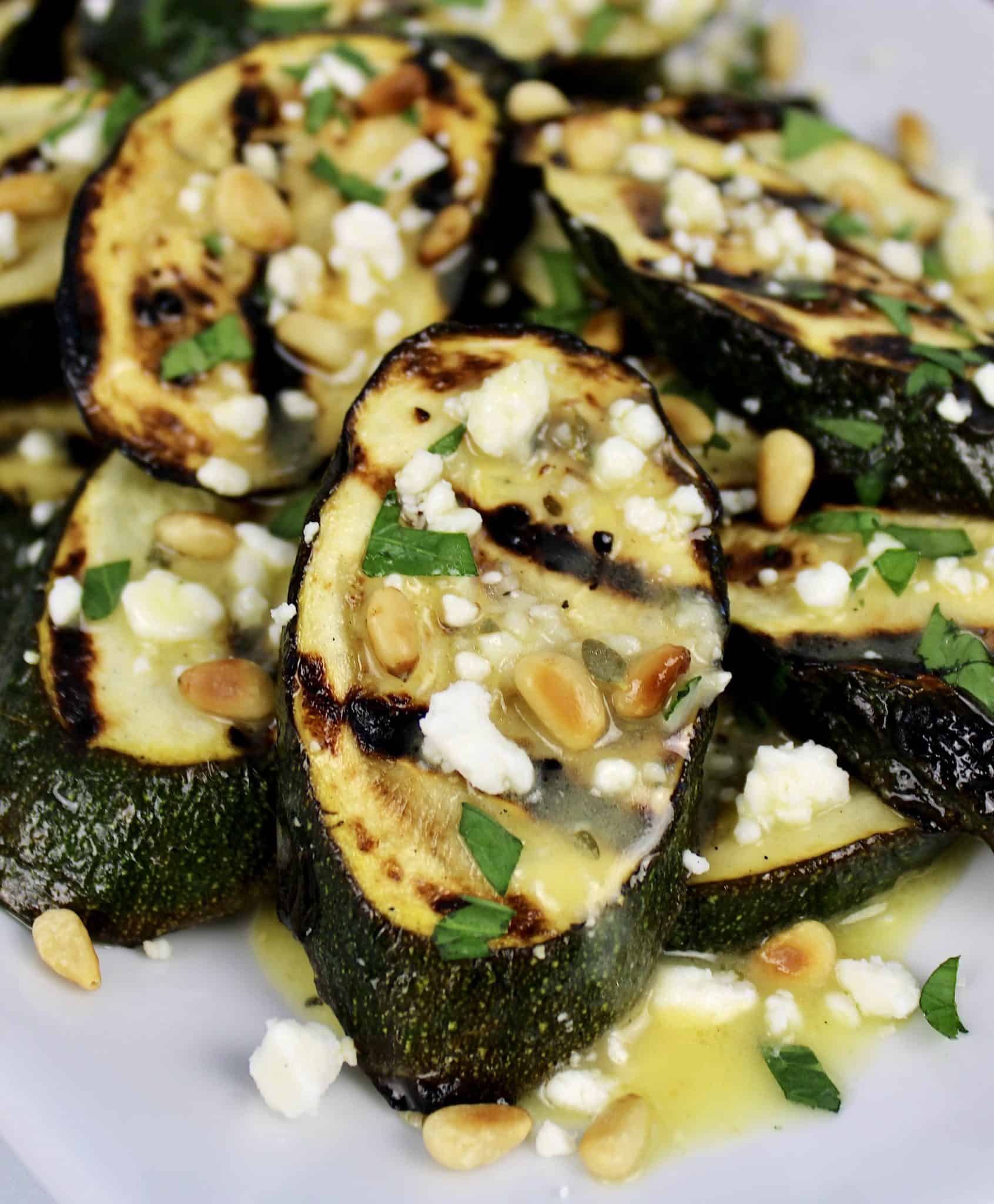Grilled Zucchini with Feta and Pine Nuts Keto Cooking Christian