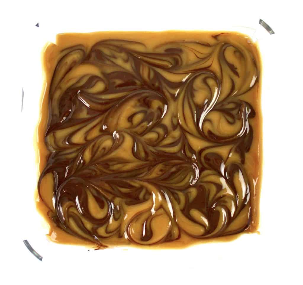 Keto Peanut Butter Chocolate Fudge with swirls