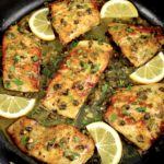 6 pieces of salmon in lemon caper butter sauce
